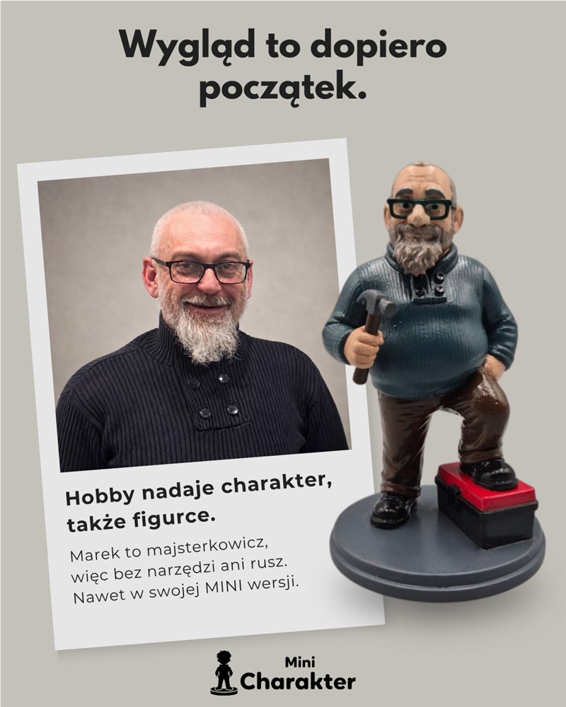Marek i figurka majsterkowicza z młotkiem